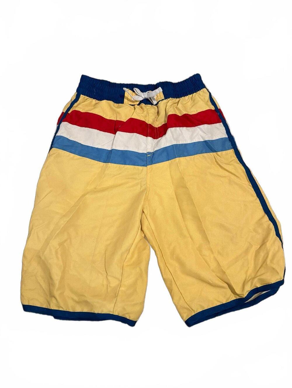 Kidpik Boys Yellow Blue Red Striped Swim Trunks XXL